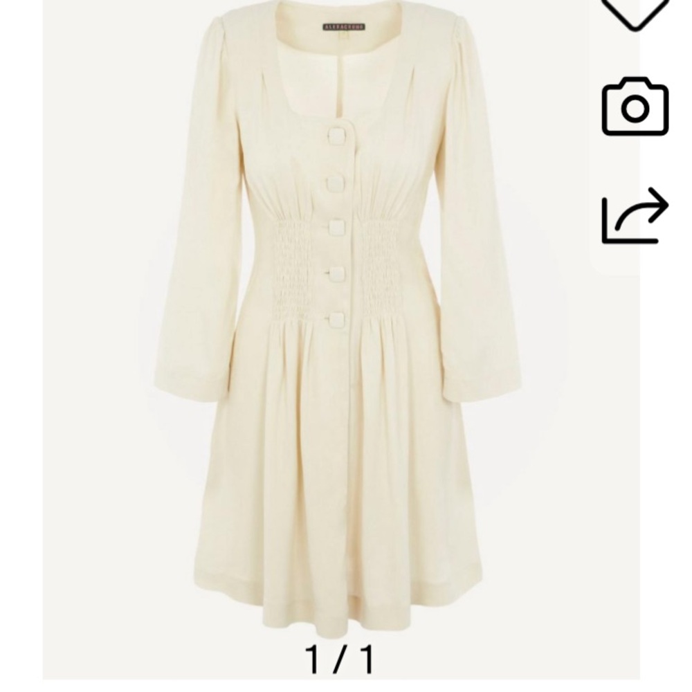 NWT ALEXA CHUNG size US 8 
Gathered Front Dress Cream
Square neck long sleeve